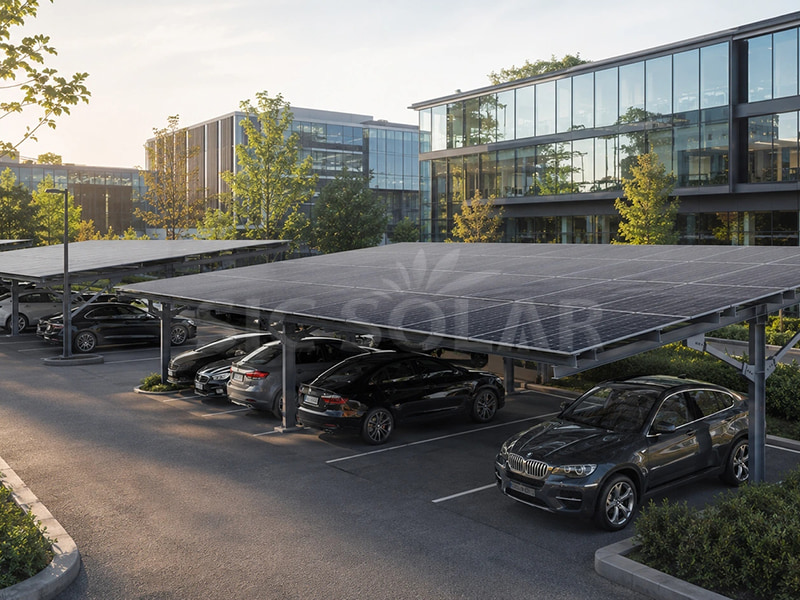 독일의 100KW 카포트 태양광 마운팅 구조