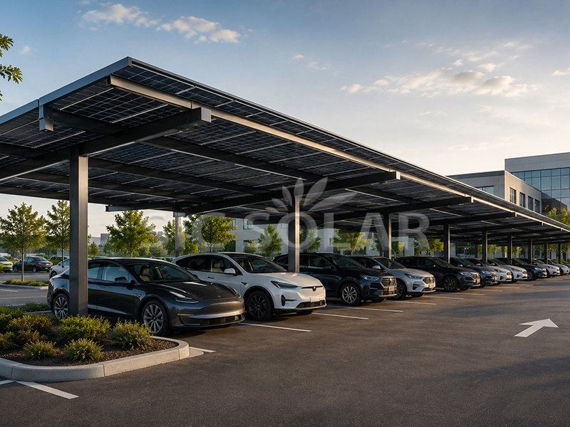 미국의 200KW 태양광 카포트 랙킹 시스템